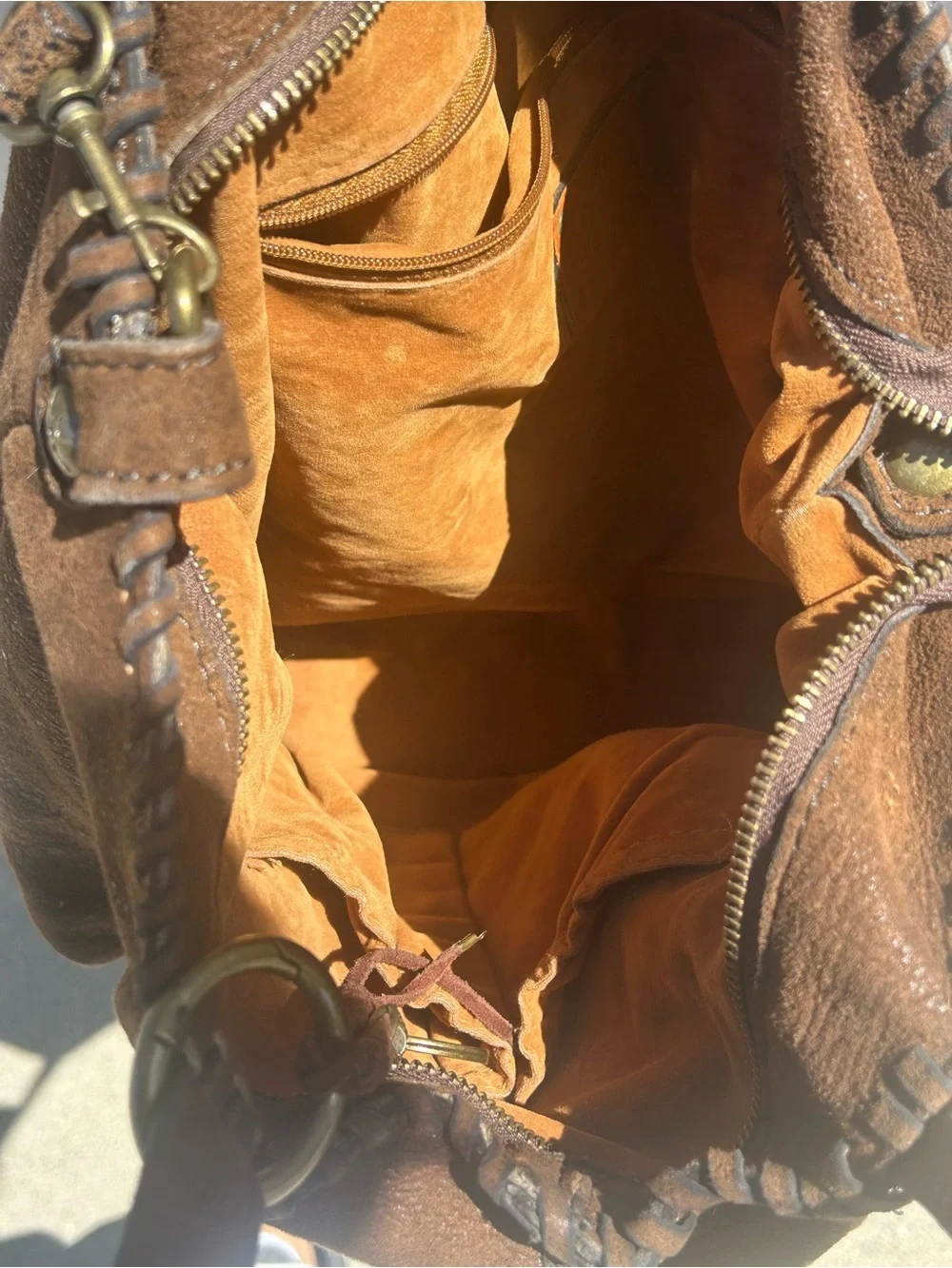 Patricia Nash Tan and Brown ITALIAN LEATHER with Braided Strap